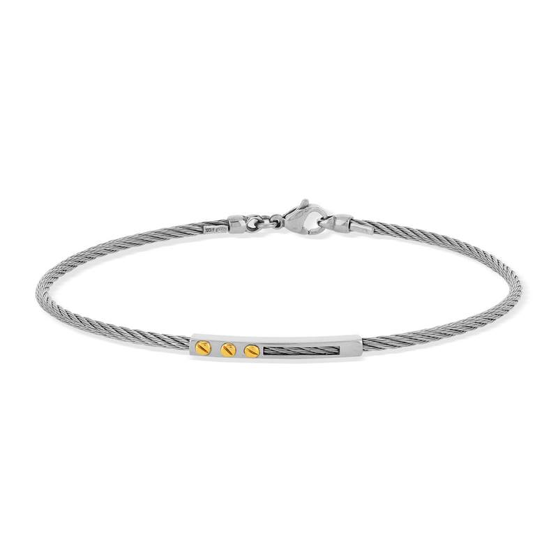 Bracelet acier et or 375 jaune câble - vue 1