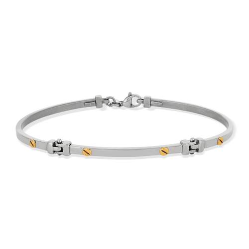 Bracelet acier et or jaune 375