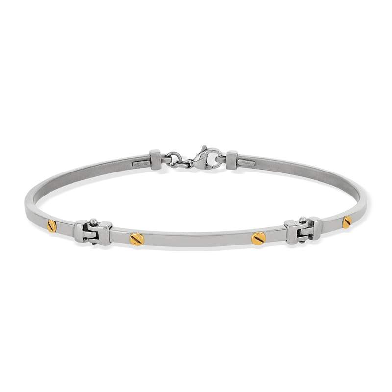 Bracelet acier et or jaune 375 - vue 1