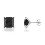 Boucles d'oreilles or blanc 375 zirconias noirs carrés - vue 1