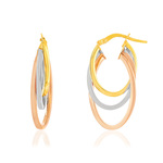 Créoles or 375 3 tons entrelacées - vue 1