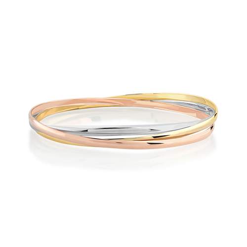 Bracelet jonc 3 ors 375 3 anneaux entrelacés