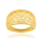 Bague or jaune 375 filigrane fleurs - vue 1
