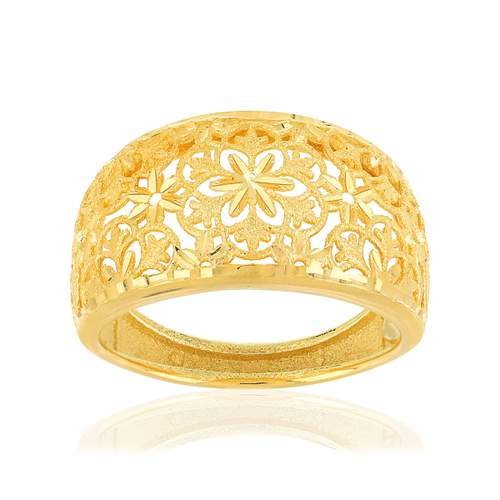 Bague or jaune 375 filigrane fleurs