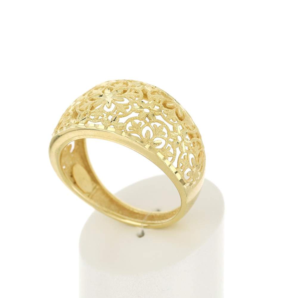 Bague or jaune 375 filigrane fleurs - vue 3
