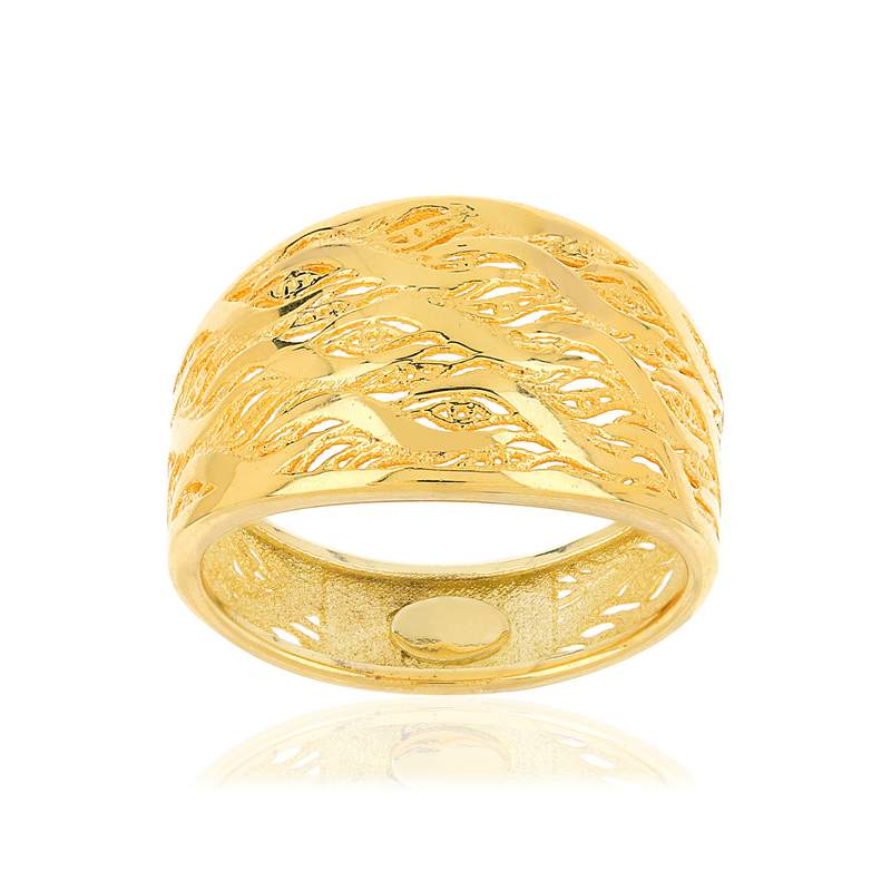 Bague or 375 jaune filigranée - vue 1