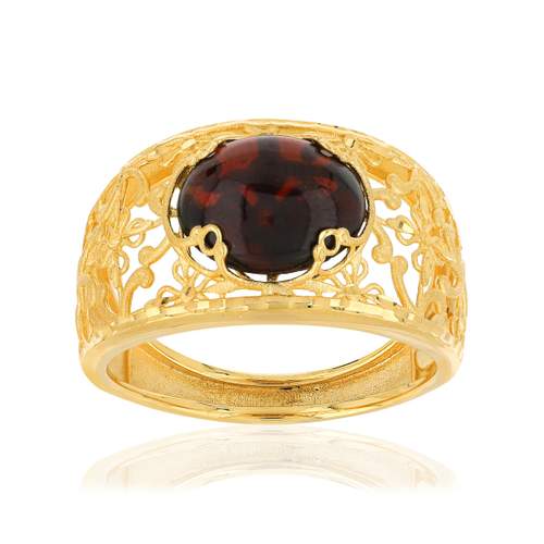 Bague or jaune 375 filigrane grenat