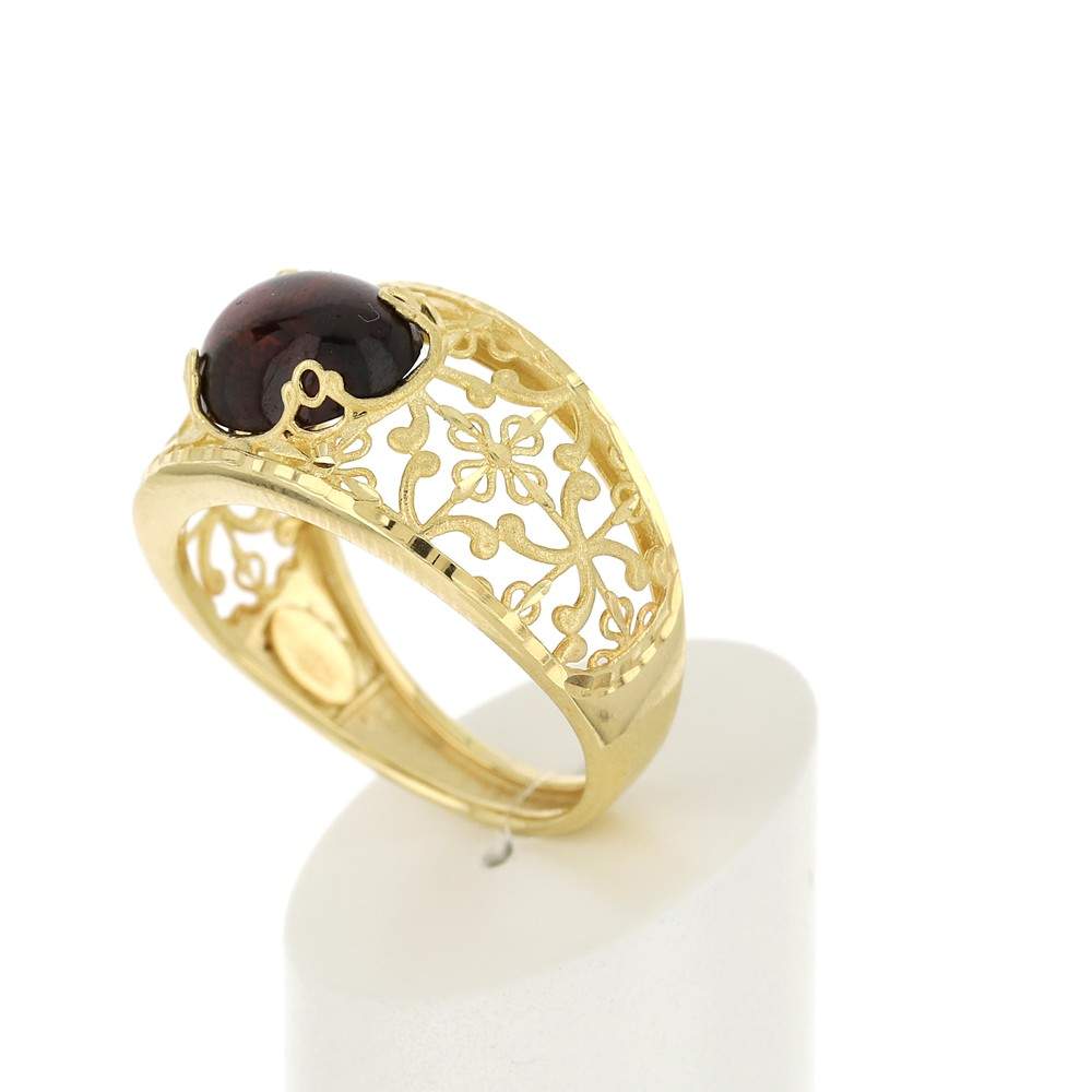 Bague or jaune 375 filigrane grenat - vue 4