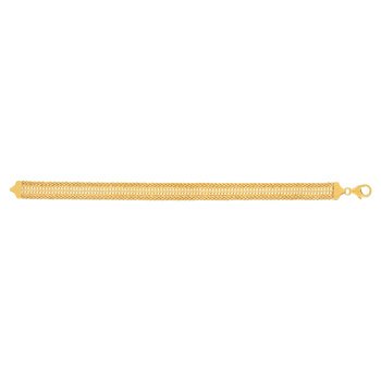 Bracelet or 375 jaune maille palmier et gourmette 19 cm