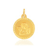 Médaille or 375 jaune mat bord diamanté ange - vue V1