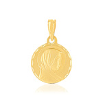 Médaille or 375 jaune diamanté Vierge - vue 1