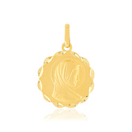 Médaille or jaune 375 mat Vierge bord diamanté