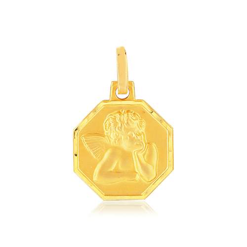 Médaille or jaune 375 mat ange