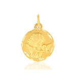 Médaille or 375 jaune mat ange et colombe - vue 1