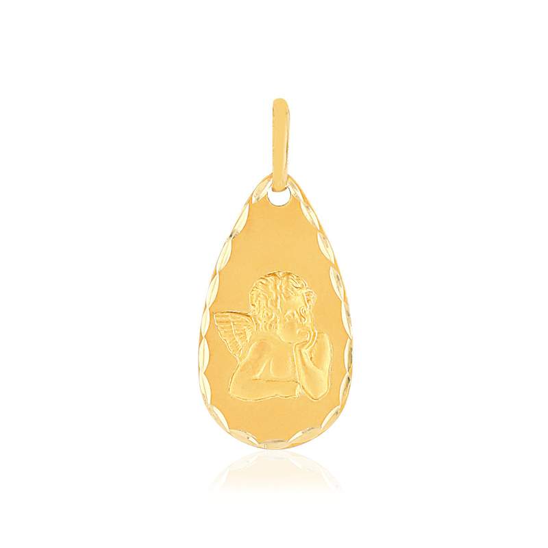 Médaille or 375 jaune goutte ange - vue 1