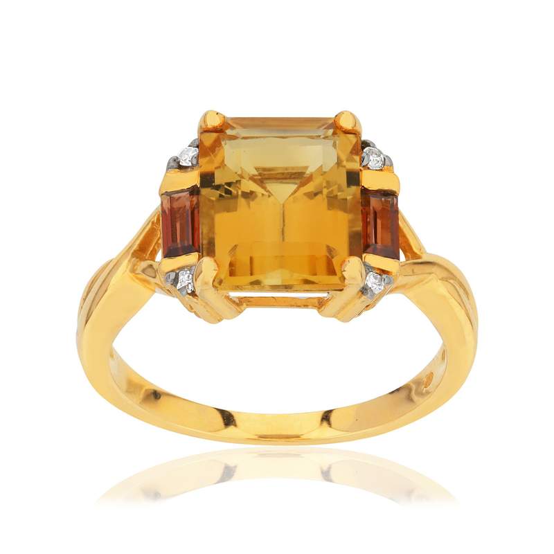 Bague or 375 pierres fines diamants - vue 1