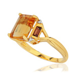 Bague or 375 pierres fines diamants - vue D1