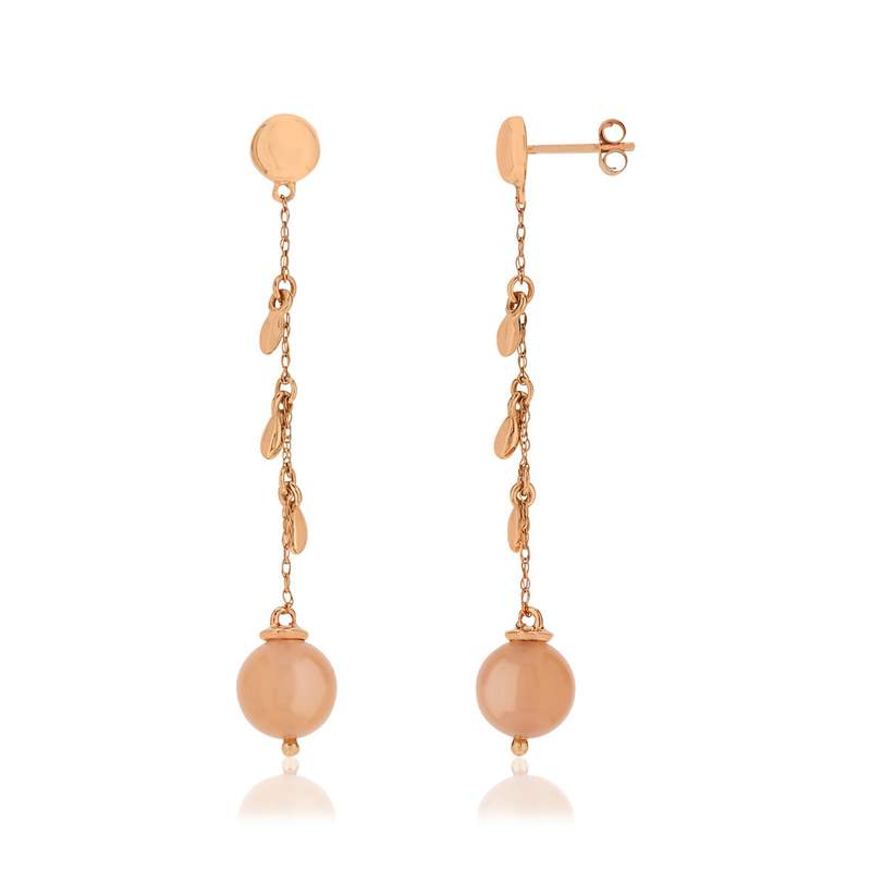 Boucles d'oreilles or rose 375 pierres fines - vue 1