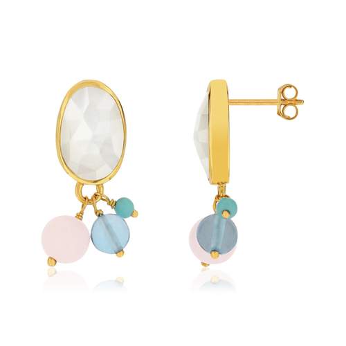 Boucles d'oreilles or 375 pierres fines