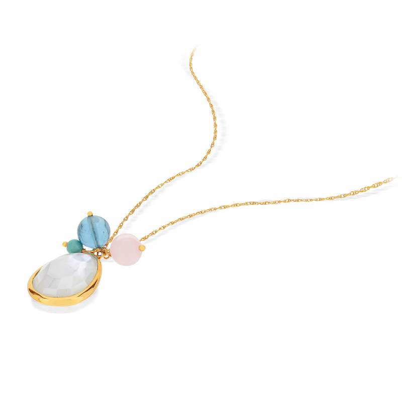 Collier or 375 pierres fines 45,5 cm - vue D1