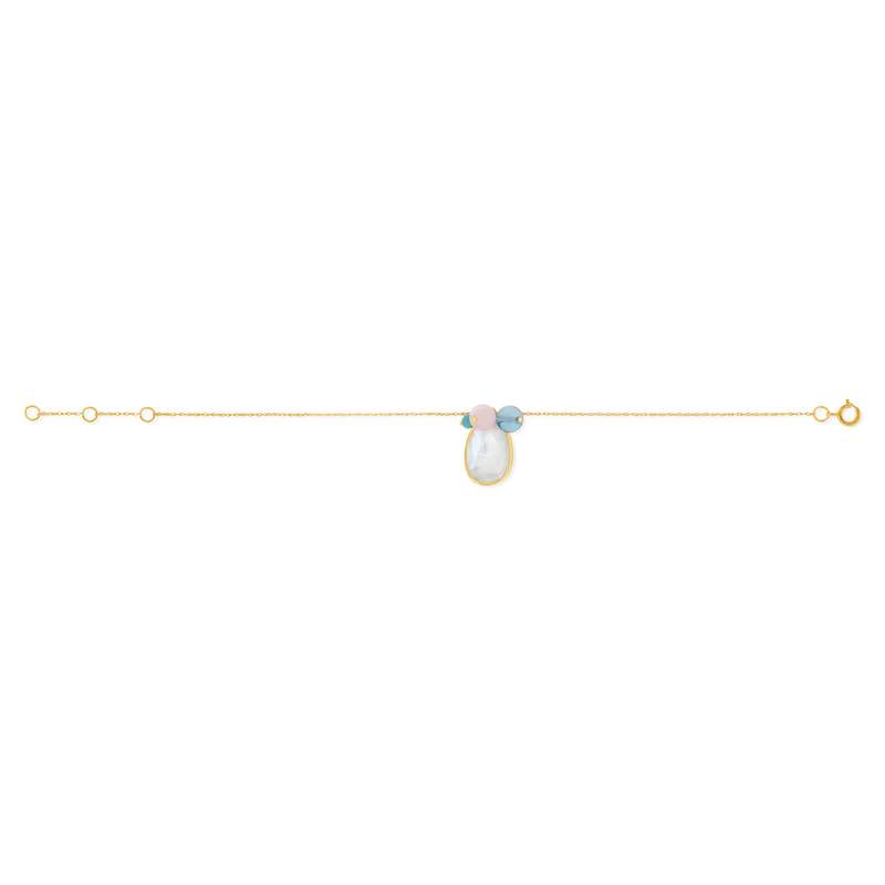 Bracelet or 375 pierres fines 19 cm - vue 1