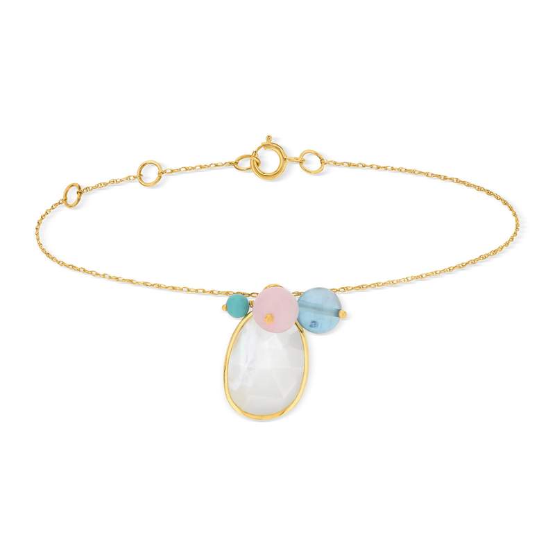 Bracelet or 375 pierres fines 19 cm - vue 2