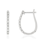 Boucles d'oreilles or blanc 375 diamants - vue 1