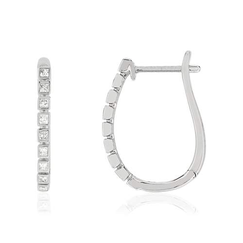 Boucles d'oreilles or blanc 375 diamants