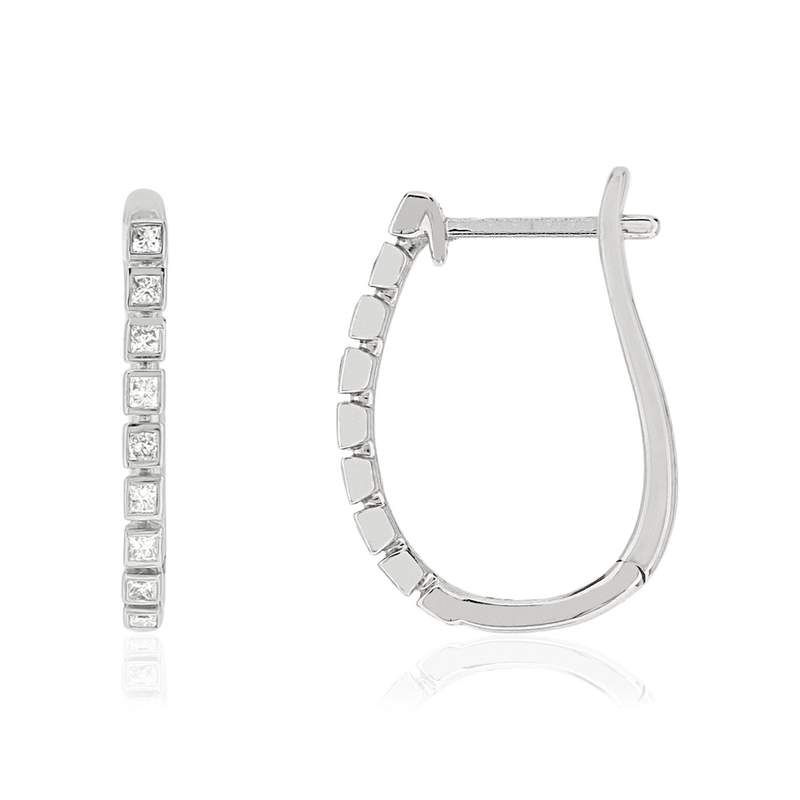 Boucles d'oreilles or blanc 375 diamants - vue 1