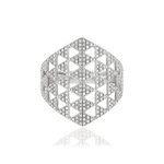 Bague or blanc 375 diamants - vue 2