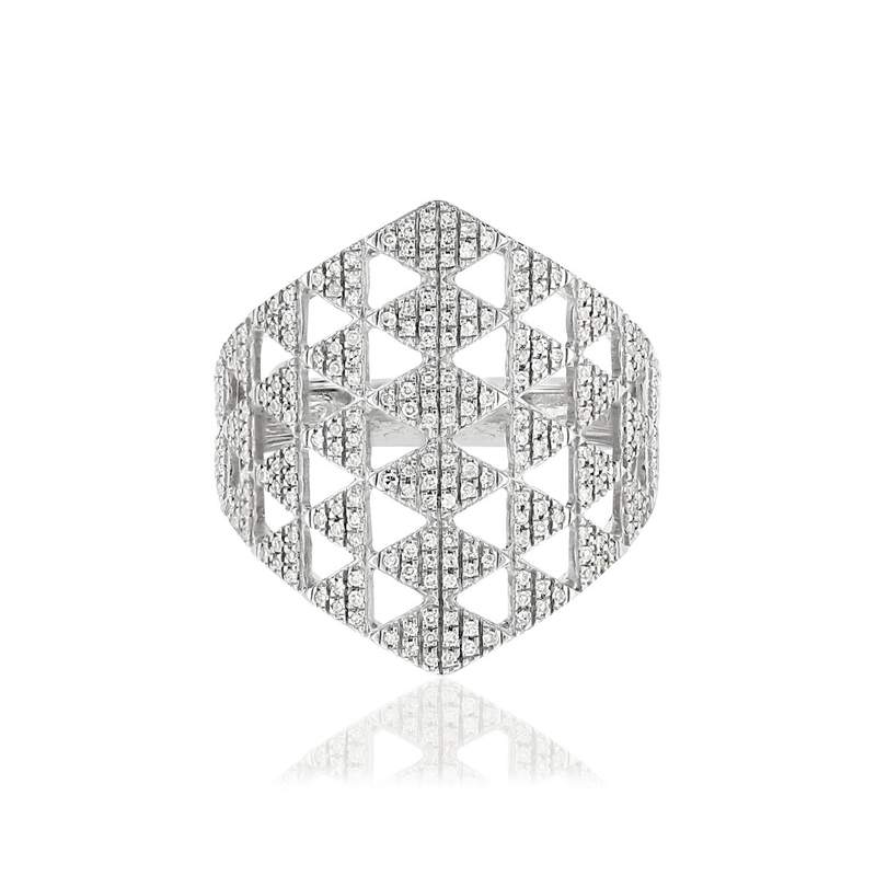 Bague or blanc 375 diamants - vue 2
