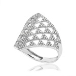 Bague or blanc 375 diamants - vue D1