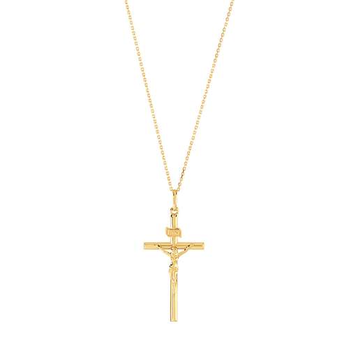 Gold 750 yellow cross forçat necklace 45 cm