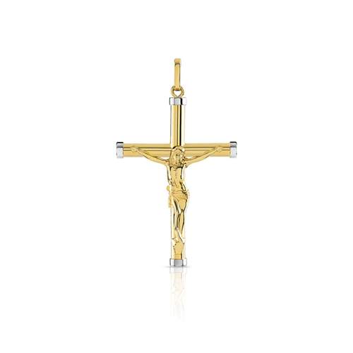 Pendentif croix or 750 2 tons