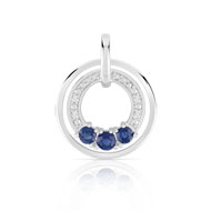 Pendentif or 750 blanc saphir et diamant