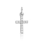 Pendentif croix or 750 blanc diamants - vue 1