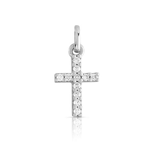 Pendentif croix or 750 blanc diamants