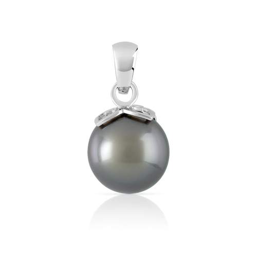 Pendentif or 750 blanc perle de culture de tahiti