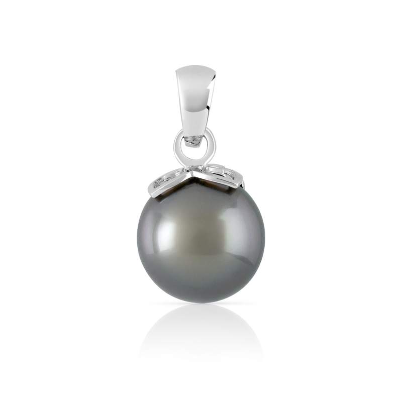 Pendentif or 750 blanc perle de culture de tahiti - vue 1