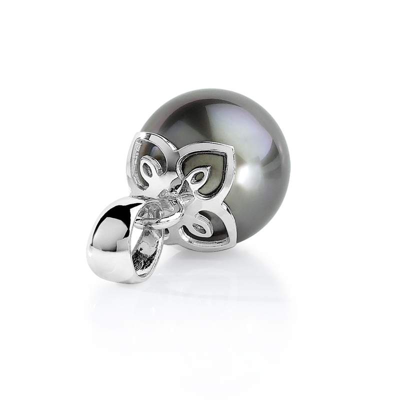 Pendentif or 750 blanc perle de culture de tahiti - vue D2