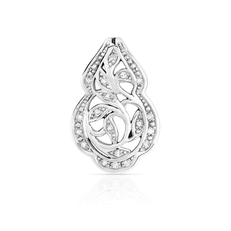 Pendentif or 750 blanc diamant - vue 1
