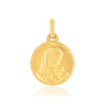 Médaille or 750 jaune Vierge à l'enfant - vue 1