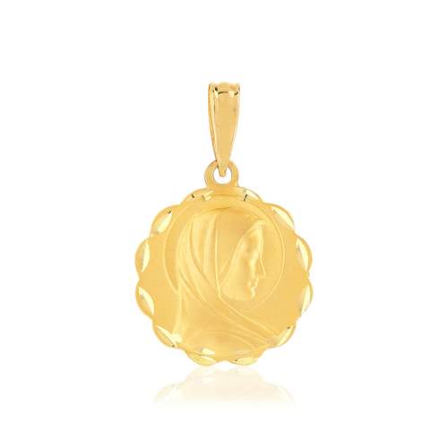 Médaille or 750 jaune diamanté Vierge