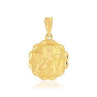 Médaille or 750 jaune ange bord diamanté