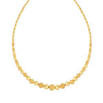 Collier en chute or 750 jaune boules polies et granitées 45 cm - vue 1