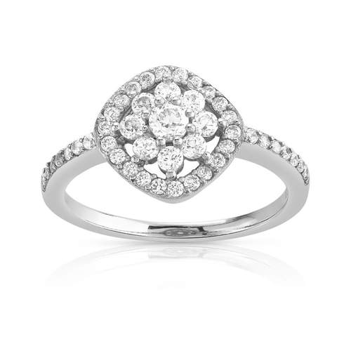 Bague argent 925 fleurs zirconias