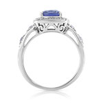 Bague argent 925 carrée zirconias bleus et blancs - vue 2
