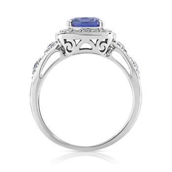 925 zilveren ring met vierkante blauwe en witte zirkonia's