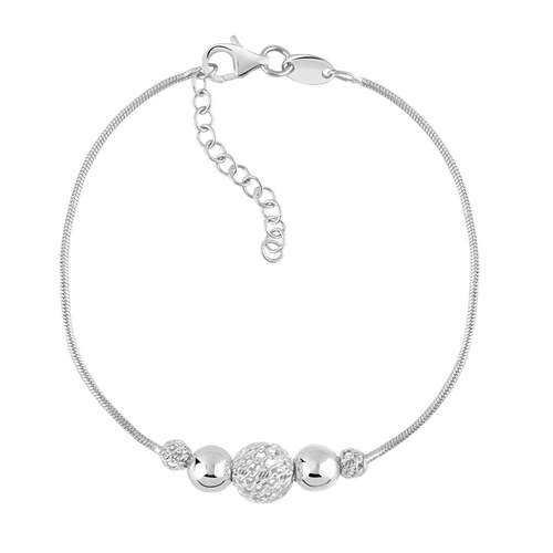 Bracelet argent 925 boules ouvragées et polies 19 cm