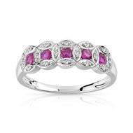 Bague argent 925 rubis diamant